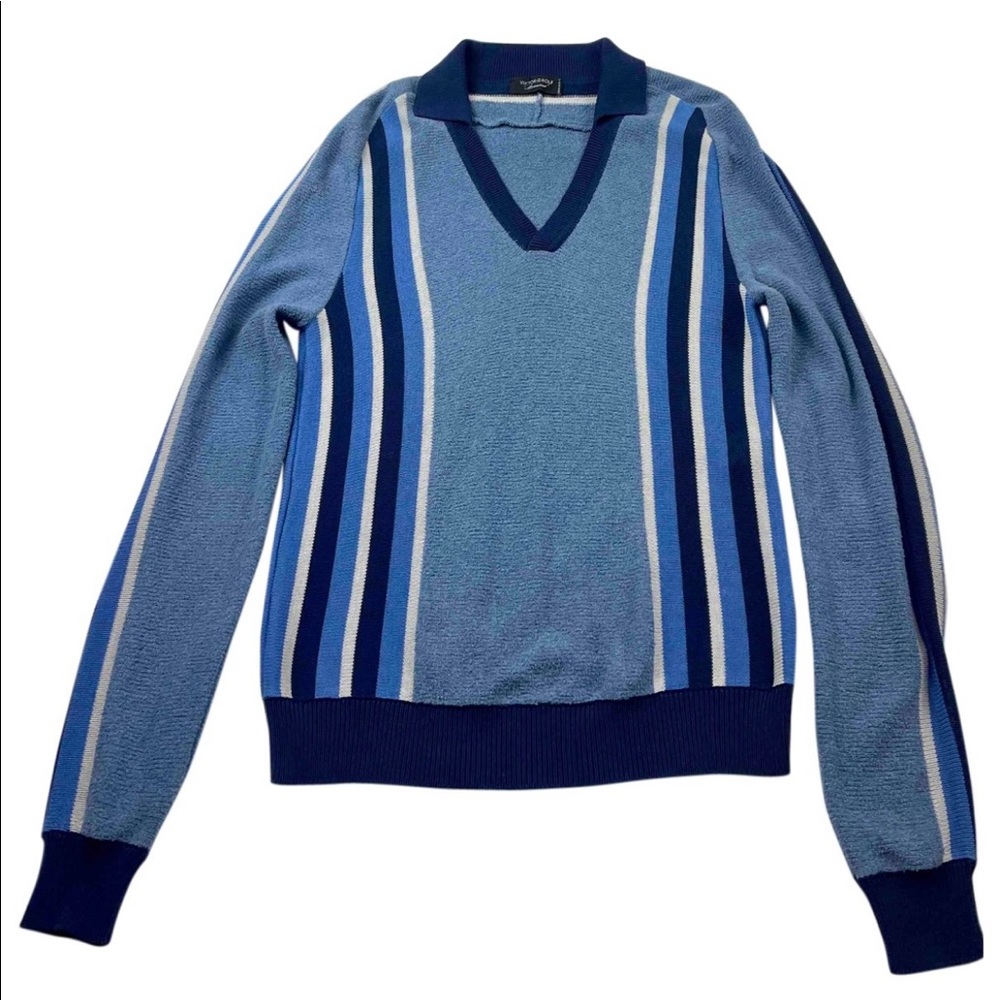 *SOLD* Viktor & Rolf Monsieur SS12 Blue Color Block Cotton Knit Sweater